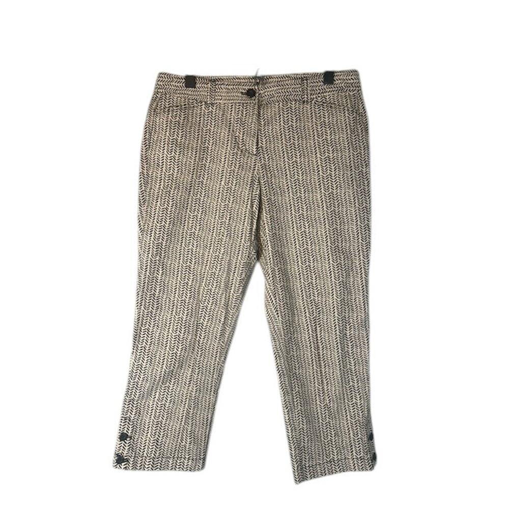 Ann Taylor Women’s Cream & Black Zig Zag Original Cropped Capri Pants Size 6